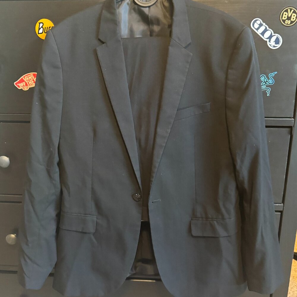 H&M Full 2 Piece Black Suit